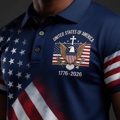 250th Anniversary Patriotic Polo Mens United States Of America 1776-2026 (S-5XL)