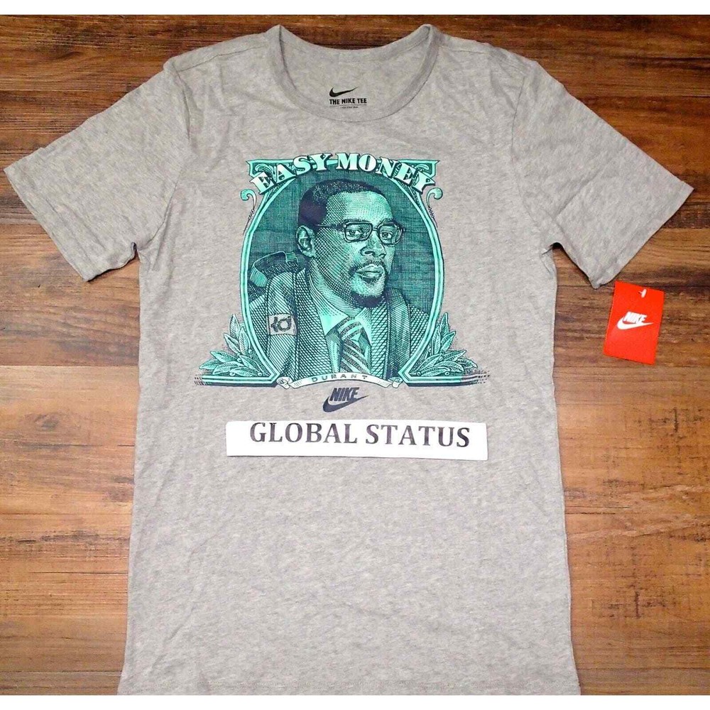 NIKE KD EASY MONEY DOLLAR GREY BLACK RETRO BLUE GREEN SHIRT SZ SMALL 659909-063