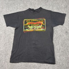 80s Levi Strauss T-Shirt Men Small Black Graphic Utility Outdoors Vintage