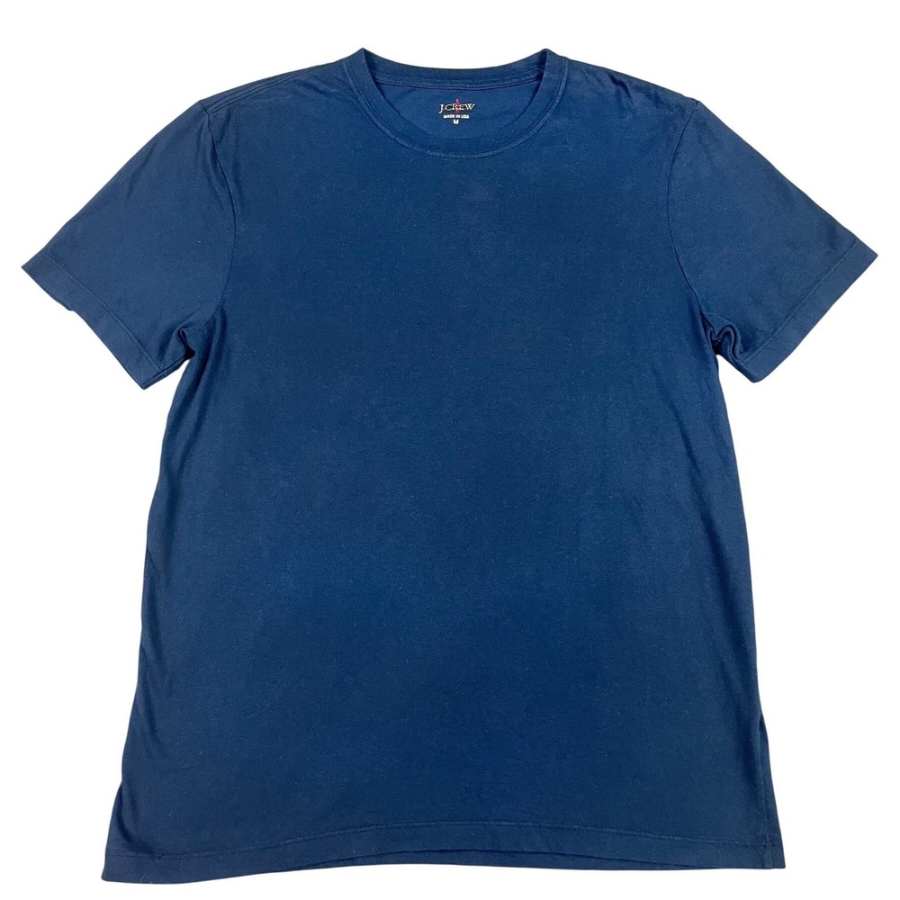 J.Crew Oarsmen Mens Medium Crew Neck Short Sleeve T Shirt Navy Made USA Cotton