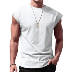 Men Summer Sleeveless Tank Top Loose Fit Solid Color Casual Shoulder Shirt