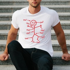 Funny Stick Figure ‘Ow’ T-Shirt Sarcastic Pain Humor Graphic T Shirt Unisex Tee