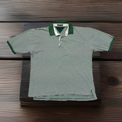 Tommy Hilfiger Golf Polo Top Green White Stripes Tennis Preppy Shirt XL XG