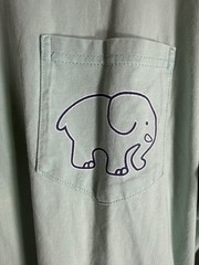Ivory Ella Green Elephant Graphic Logo Long Sleeve Pocket Crew Neck Tee M