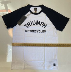 Triumph Motorcycles Saltern T Shirt Mens Large White Black Cotton Raglan Sleeve