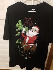 BIG MENS XL black CHRISTMAS TEE SHIRT TOP make it REIN Santa claus tshirt