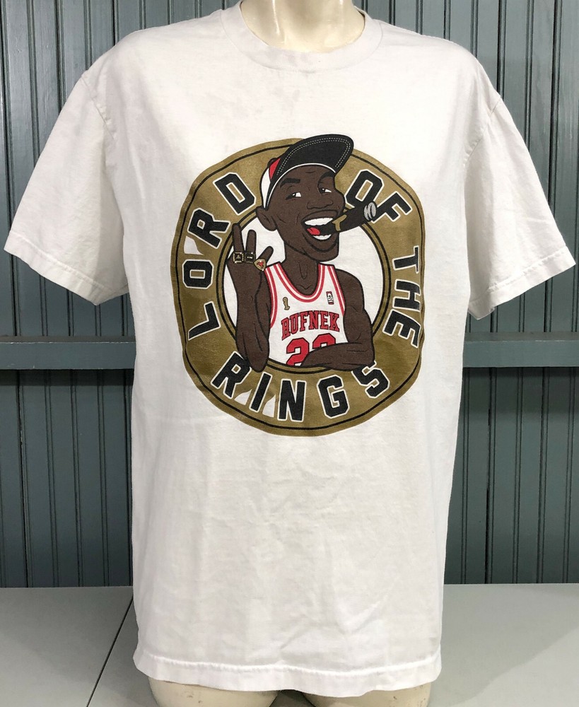 Lord Of The Championship Rings Chicago Basketball GOAT Rufnek Large T-Shirt