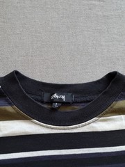 RARE Large 80s Stussy TomTom T Shirt Set Large Stripe Surf Skate True Vintage