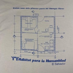 Vtg 80s Habitat For Humanity Tee L Beige El Salvador Floorplan Blueprint Art USA