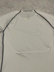 Nike Pro T-Shirt Mens L Short Sleeve Dri-Fit Tight Graphic Logo White DD1992-100