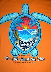 Juana’s Pagodas & Sailors’ Grill Tee Shirt Bright Orange Navarre Florida Size Lg