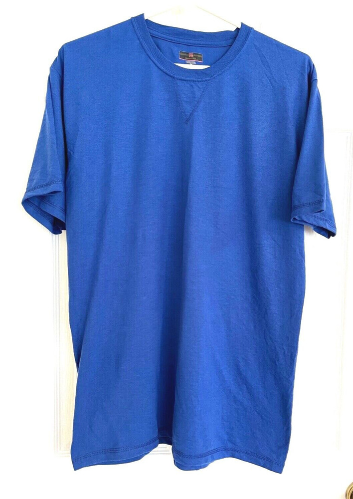 EUC Members Mark Adult Cotton Short Sleeve Crew Neck Solid Blue T Shirt Medium