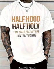 MEN/WOMEN WHITE LARGE HALF HOOD HALF HOLY T-SHIRT