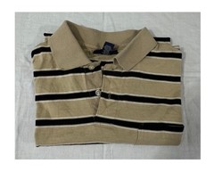 JOHN ASHFORD’S BUTTON/COLLAR/POCKET UNISEX POLO TAN/BLACK SHIRT SIZE ADULT S