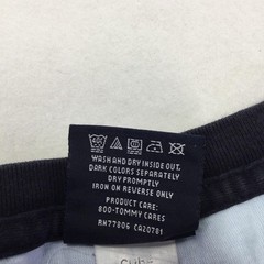 Tommy Hilfiger Shirt Mens Medium Blue Striped Contrast Trim Logo Crewneck