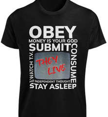 They Live OBEY T-Shirt John Carpenter Movie Quote Retro Indoctrination Gift Tee