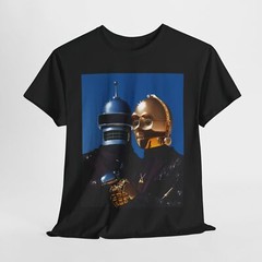 Geeky Sci-Fi Crossover T-Shirt, Bender Futurama and c3po Star Wars Tee, Nerd