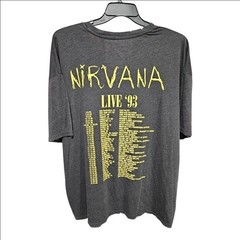 Nirvana Smiley Face Live 93 Tour Graphic T-Shirt Charcoal Gray Small Tee Shirt