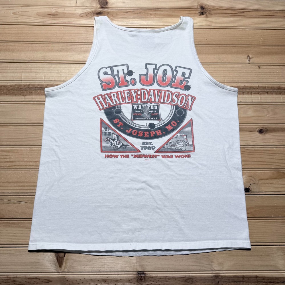 Vintage 2002 Harley-Davidson St. Joe Missouri Midwest Graphic Tank Top – Large