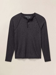 Faherty Men’s Size XL Long-Sleeve Cloud Henley Charcoal Heather Tee Cotton Modal
