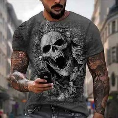 Camiseta Con Estampado 3d De Cráneo Para Hombre Camisa Corta Moda Hip-hop Lujo