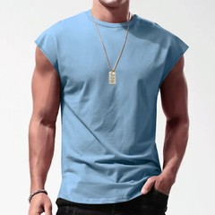 Mens Casual Sleeveless T-Shirt Solid Color Vest Tank Tops for Vacation Travel