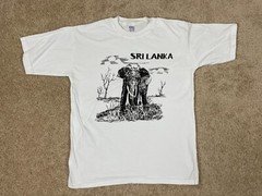 ENG T-Shirt Mens Large Regular Fit Crew Neck Sri Lanka Wildlife Elephant White