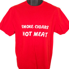 Smoke Cigars Not Meat T Shirt Mens Size Large Red Vegan Vegetarian