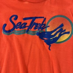 Vintage Sea Trek Royal Caribbean Tshirt Puffy Words Neon Orange One Size Fit All