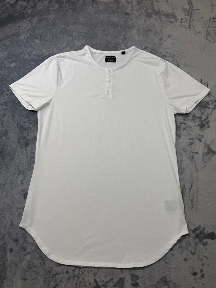 Cuts Clothing Elongated Henley T-Shirt Men’s XXl White