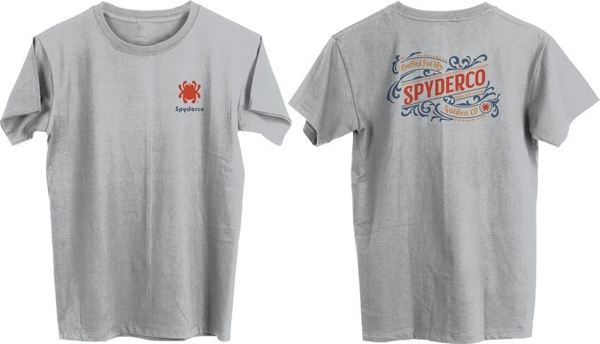 Spyderco Western T-Shirt XXL Gray w/Bug Logo And Traditional Western Graphic
