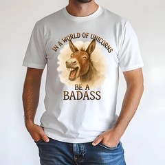 Badass Donkey Watercolor T-Shirt, Funny Sarcastic Animal Tee
