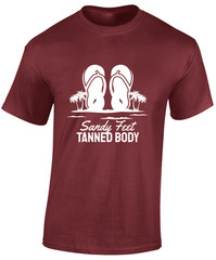 SANDY FEET TANNED BODY MENS T SHIRT CASUAL SUMMER CLOTHING COOL BEACH TOP