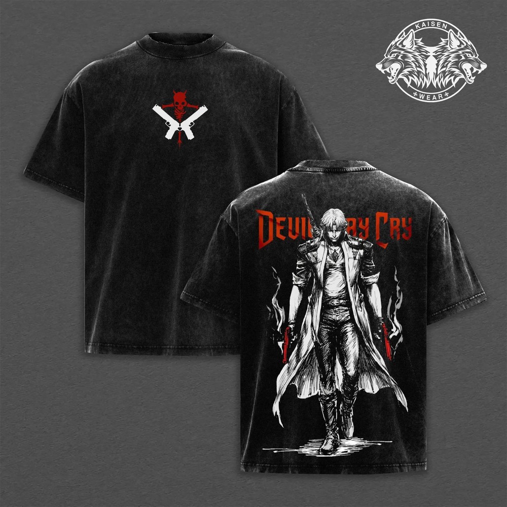 Devil May Cry Dante Acid Wash Vintage Graphic Apparel: Streetwear Oversized