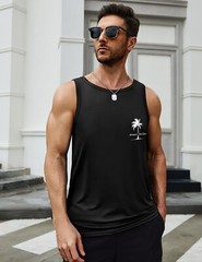 Mens Graphic Tank Tops Sleeveless T Shirt Hawaiian Palm Tree Vacation Tank