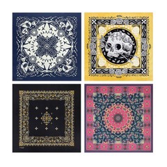 Bycc Bynn 4Pack 100% Cotton Bandana Set, Vintage Graphic Print, 22×22 inches …