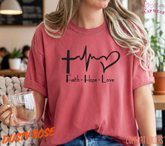 Unisex Faith Hope Love T-Shirt, Men T shirt,Women T shirt Gift Religion Top