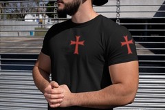 Knights Templar Cross T-Shirt: Christian Medieval Style, Red Print