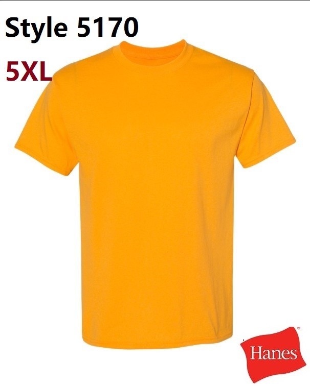 Hanes 5170 5XL EcoSmart Crewneck Short Sleeve Tee Pit to Pit 31″ Unisex Gold