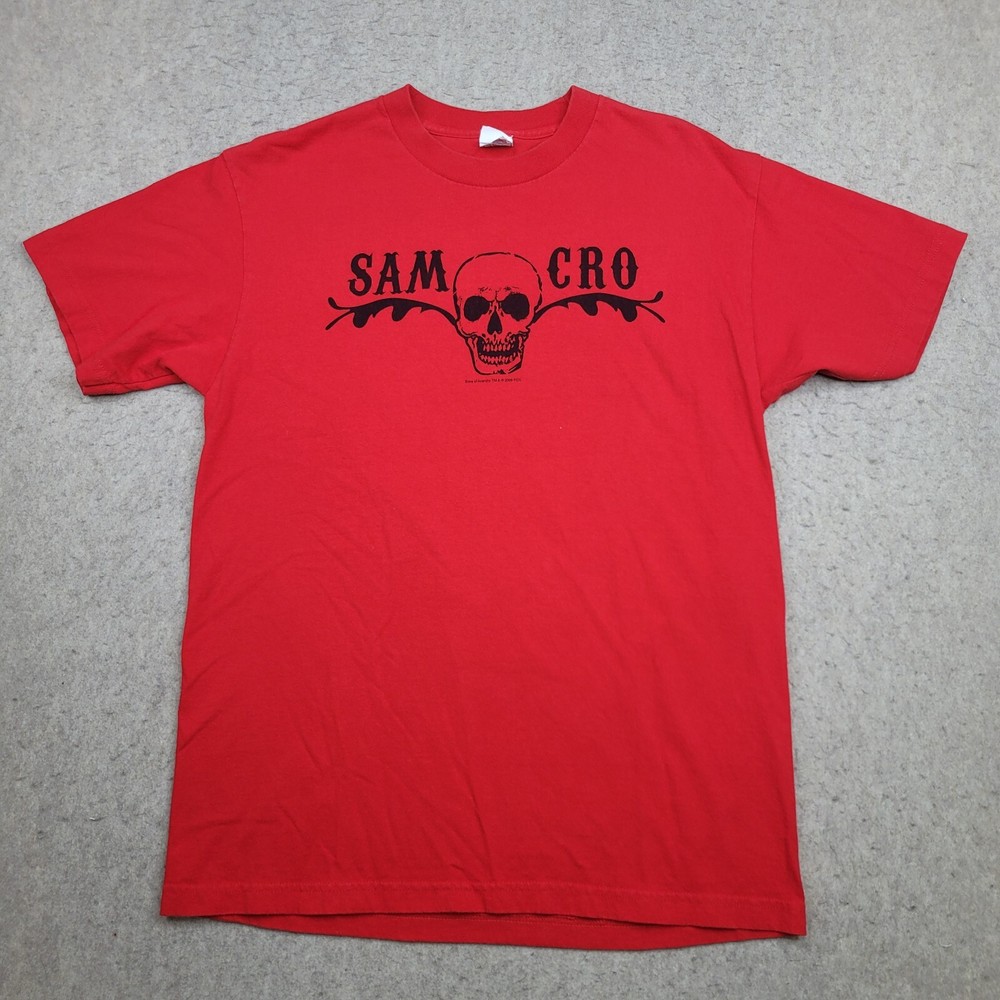 VTG Sons of Anarchy SAMCRO Graphic T Shirt Mens L Red GRIM Reaper Short Sleeve