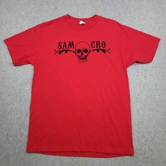 VTG Sons of Anarchy SAMCRO Graphic T Shirt Mens L Red GRIM Reaper Short Sleeve