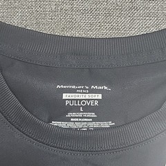 Members Mark Mens Pullover Large Size Black Long Sleeves Top with Zip Pocket