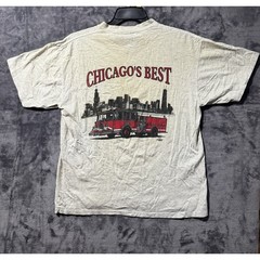 Oneita 90s T-Shirt Single Stitch Chicago Fire Dpt. Made USA Men’s Size Large Vtg