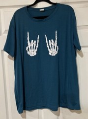 Rock On Band Sz 2XL Rock And Roll Awesome Music Skeleton Hands Unisex T-Shirt