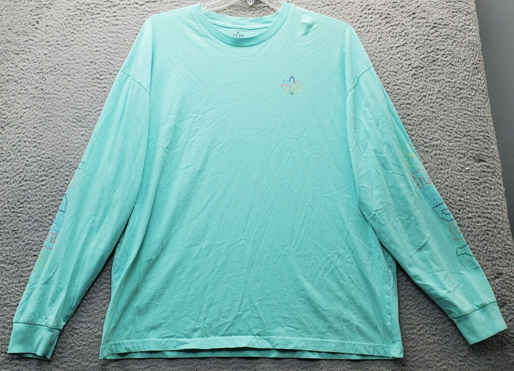Weedsy Shirt Mens Size 2XL Multi Long Sleeve Medium Wash Crew Neck Logo Pullover