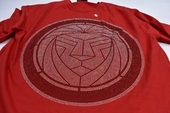 Jones Collection Rhinestone T-Shirt Red Short Sleeve Lion Circle Mens Large