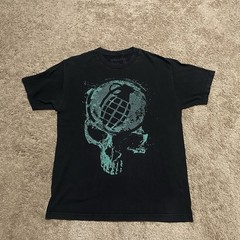 Grenade Skateboard Shirt Mens Large Skull Grunge Skater Short Sleeve Y2K Black