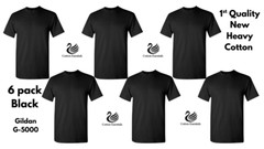 Gildan (6-pack) Black Solid Ultra Cotton Short Sleeve Blank Tee T-Shirt S-XXL