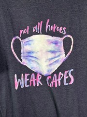 Haute Mess T-Shirt Womens 2XL Navy Not All Heroes Wear Capes Mask Graphic Tee