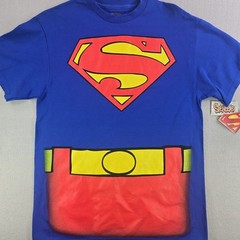 Spencer’s Men’s Shirt Size Medium Blue Superman Full Suit Graphic Comic Costume